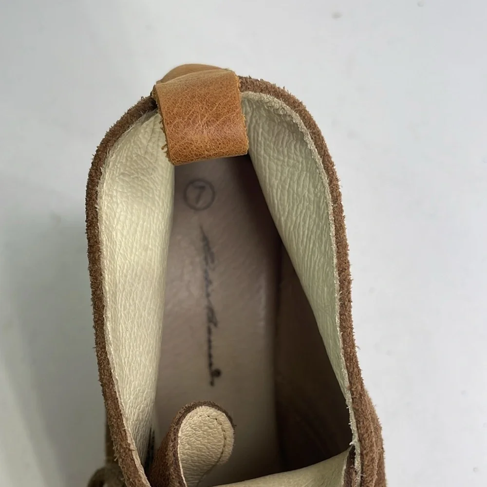 Brown suede lace up wedge espadrilles
